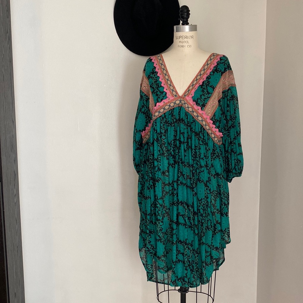 Free People Green & Black Dress